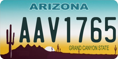 AZ license plate AAV1765