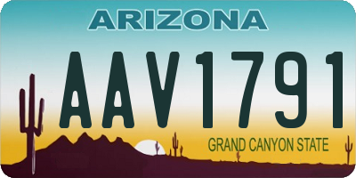 AZ license plate AAV1791