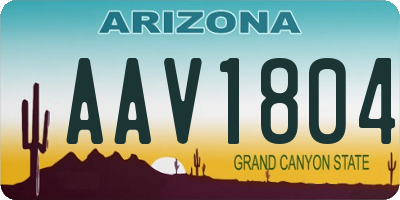 AZ license plate AAV1804