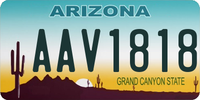 AZ license plate AAV1818