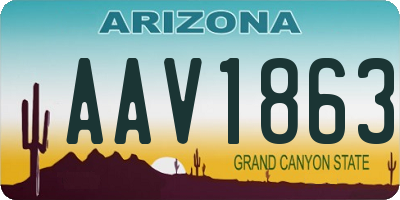 AZ license plate AAV1863