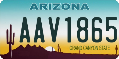 AZ license plate AAV1865