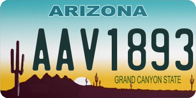 AZ license plate AAV1893