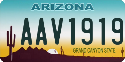 AZ license plate AAV1919