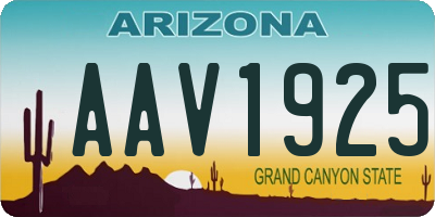 AZ license plate AAV1925