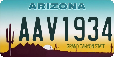 AZ license plate AAV1934