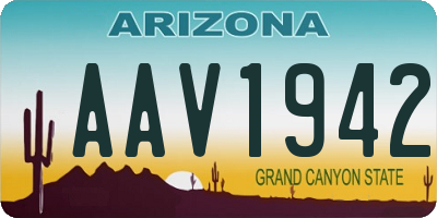 AZ license plate AAV1942