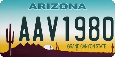 AZ license plate AAV1980