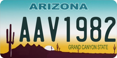 AZ license plate AAV1982