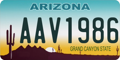 AZ license plate AAV1986