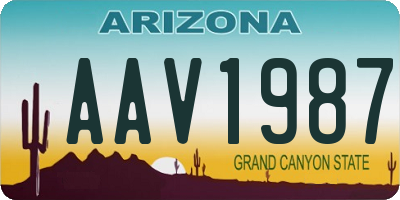 AZ license plate AAV1987