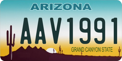 AZ license plate AAV1991