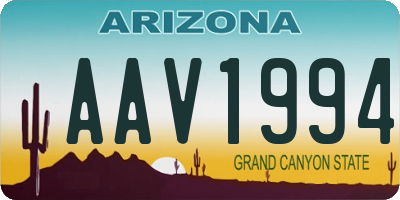 AZ license plate AAV1994