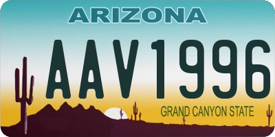 AZ license plate AAV1996