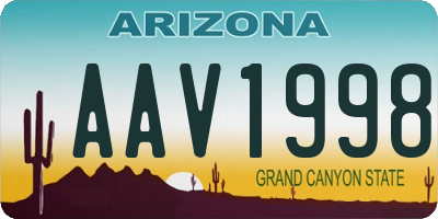 AZ license plate AAV1998