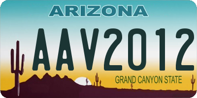 AZ license plate AAV2012