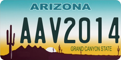 AZ license plate AAV2014