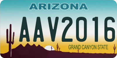 AZ license plate AAV2016