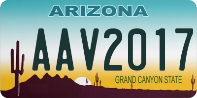 AZ license plate AAV2017