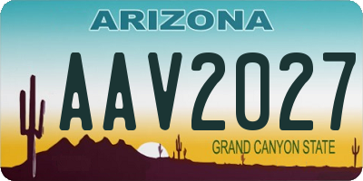 AZ license plate AAV2027