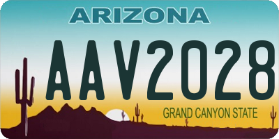 AZ license plate AAV2028