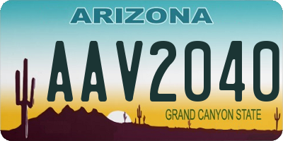AZ license plate AAV2040