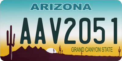 AZ license plate AAV2051