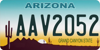 AZ license plate AAV2052