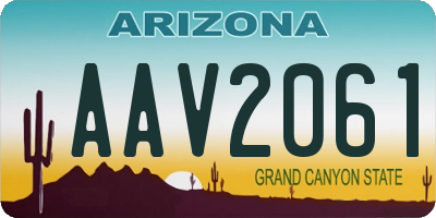 AZ license plate AAV2061