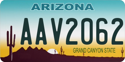 AZ license plate AAV2062