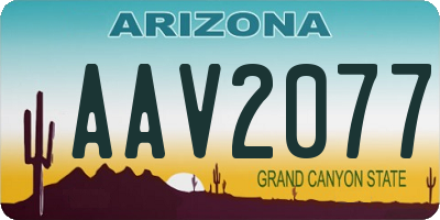 AZ license plate AAV2077