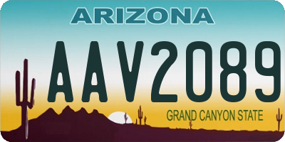 AZ license plate AAV2089