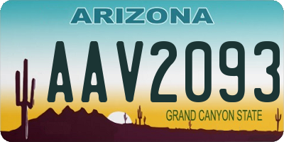 AZ license plate AAV2093