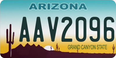 AZ license plate AAV2096