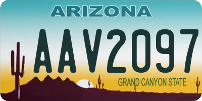 AZ license plate AAV2097