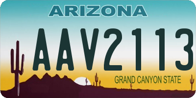 AZ license plate AAV2113