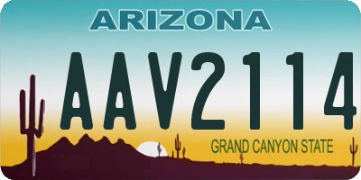 AZ license plate AAV2114