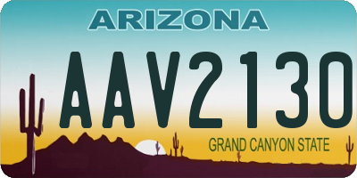 AZ license plate AAV2130