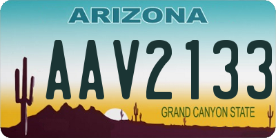 AZ license plate AAV2133