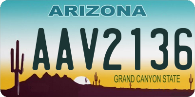 AZ license plate AAV2136