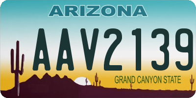 AZ license plate AAV2139