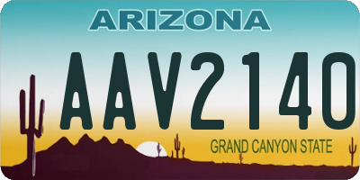 AZ license plate AAV2140