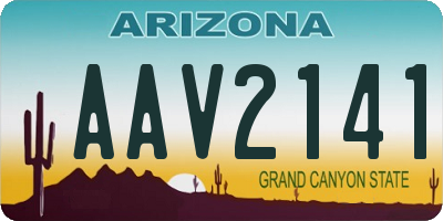 AZ license plate AAV2141