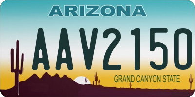 AZ license plate AAV2150