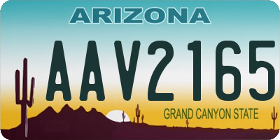 AZ license plate AAV2165