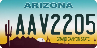 AZ license plate AAV2205