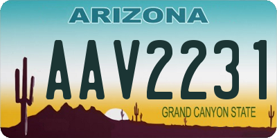 AZ license plate AAV2231