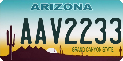 AZ license plate AAV2233