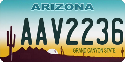 AZ license plate AAV2236
