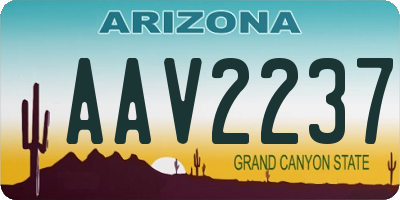 AZ license plate AAV2237